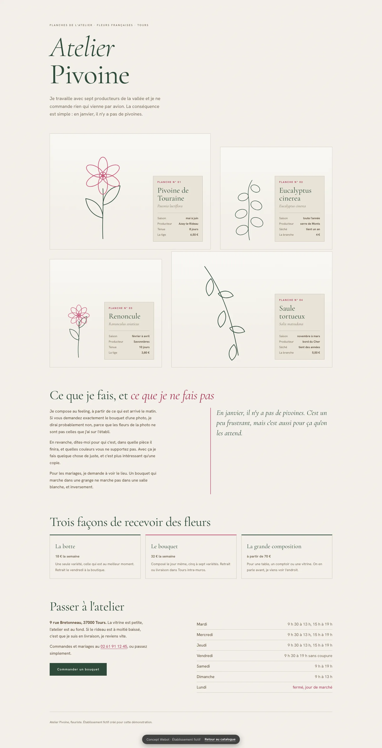 Aperçu du style Herbier, appliqué à Atelier Pivoine, fleuriste
